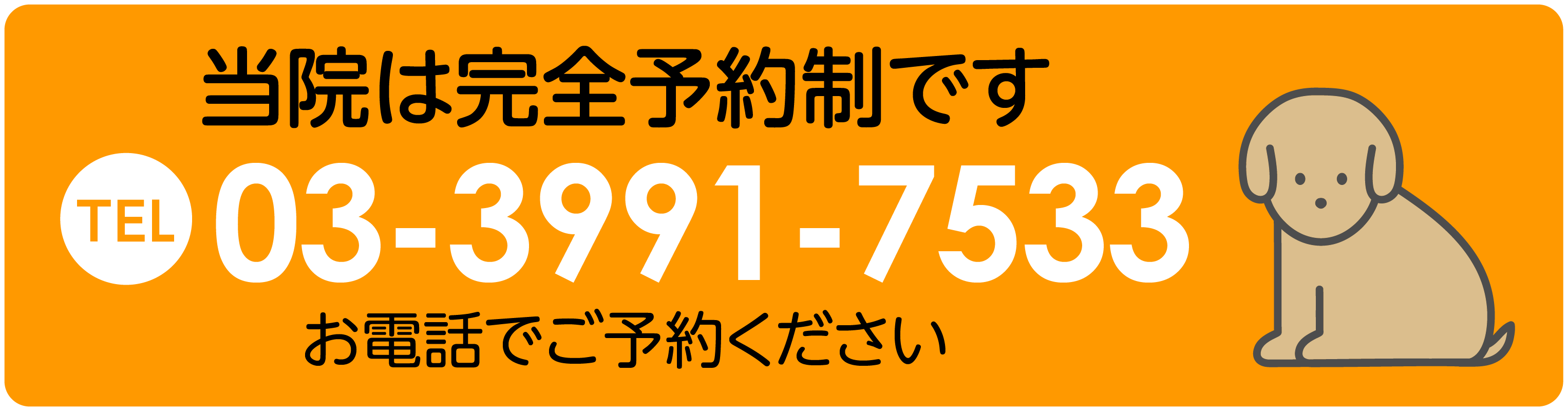 当院は完全予約制です　03-3991-7533　お電話でご予約ください